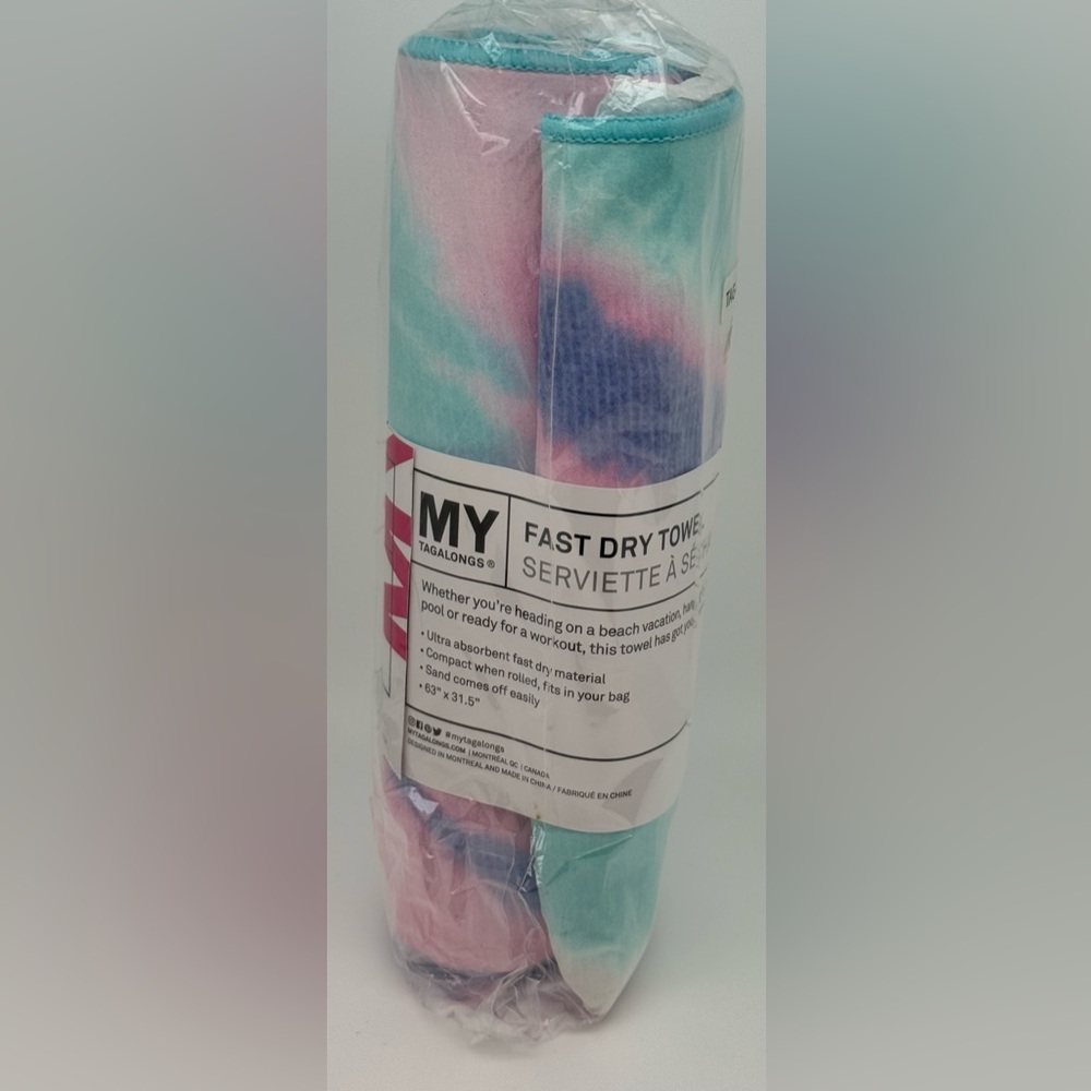 My Tagalongs Fast Dry Towel - Multicolor Ombré Pink, Purple & Light Blue NWT